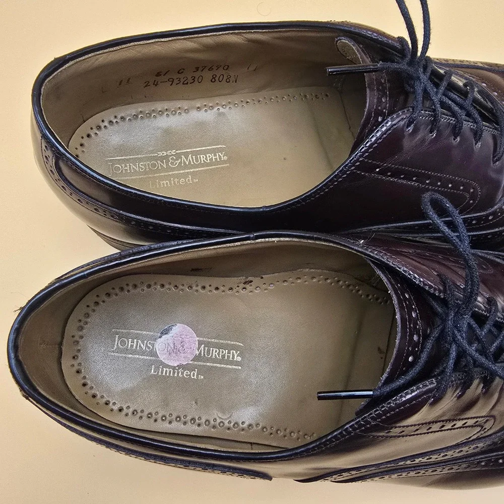Johnston & Murphy Limited Burgundy Leather Wingtip Oxford Dress Shoes‎ Mens 11 C